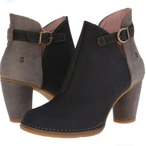 El Naturalista Colibri Blue Tan Leather Heeled Ankle Boots Size 42